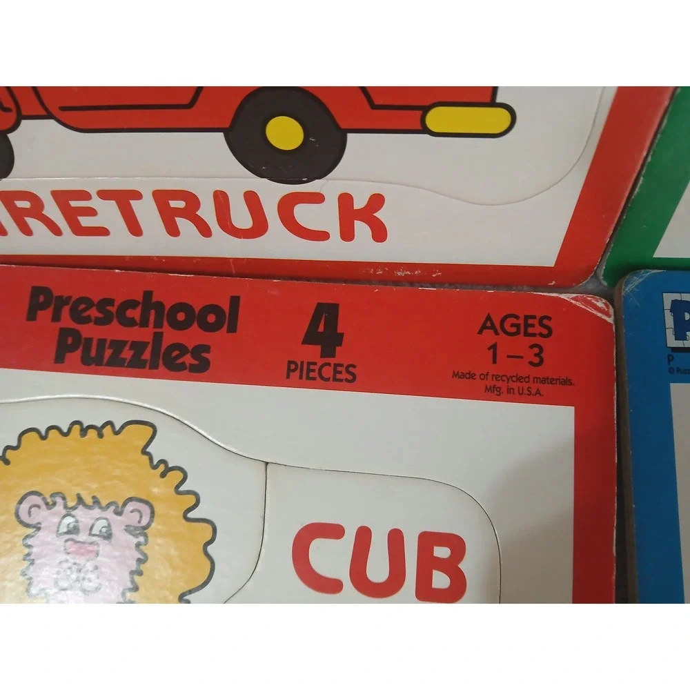 Vtg PuzzlePatch Preschool Puzzles Set of 6 Ages 1-3 Cardboard 1992 Made in‎ USA